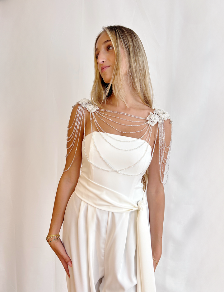 Ivory Bridal Jumpsuit  Wedding Dress - StudioSharonGuy