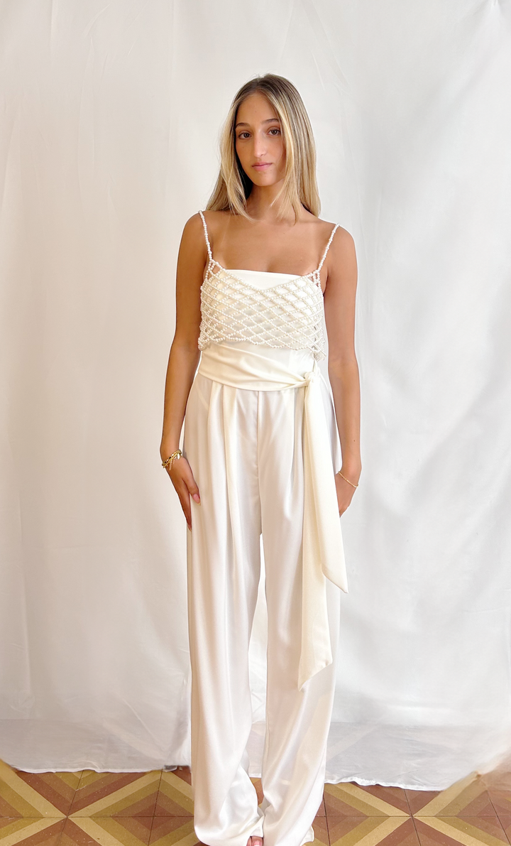 Ivory Bridal Jumpsuit  Wedding Dress - StudioSharonGuy
