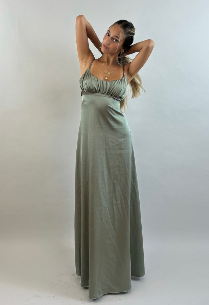 Shir - Green Satin Evening Dress  Evening dress - StudioSharonGuy