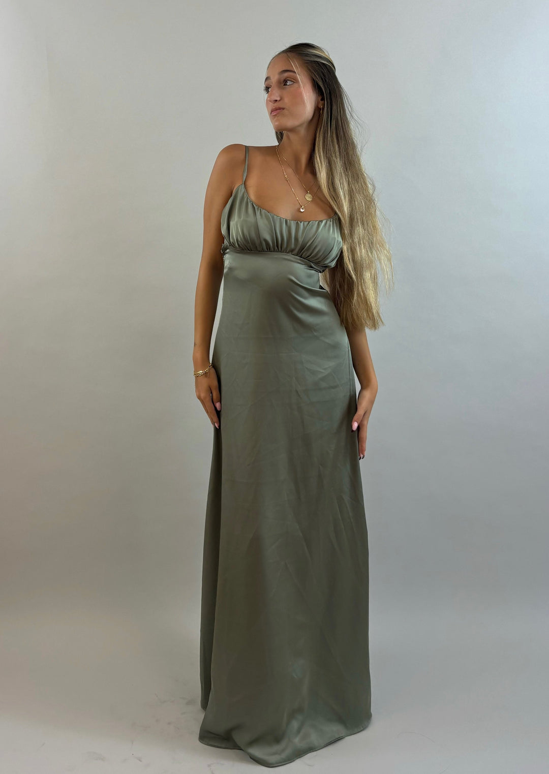 Shir - Green Satin Evening Dress  Evening dress - StudioSharonGuy