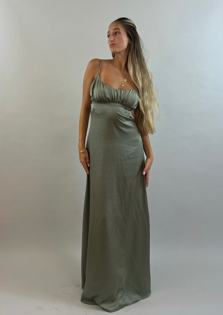 Shir - Green Satin Evening Dress  Evening dress - StudioSharonGuy