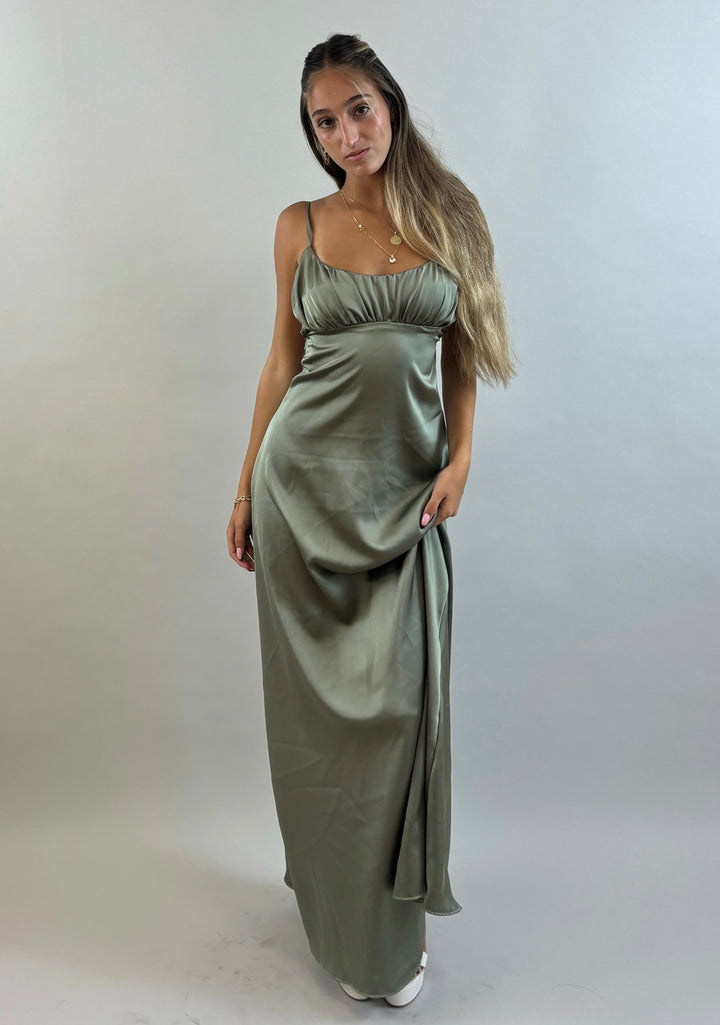 Shir - Green Satin Evening Dress  Evening dress - StudioSharonGuy