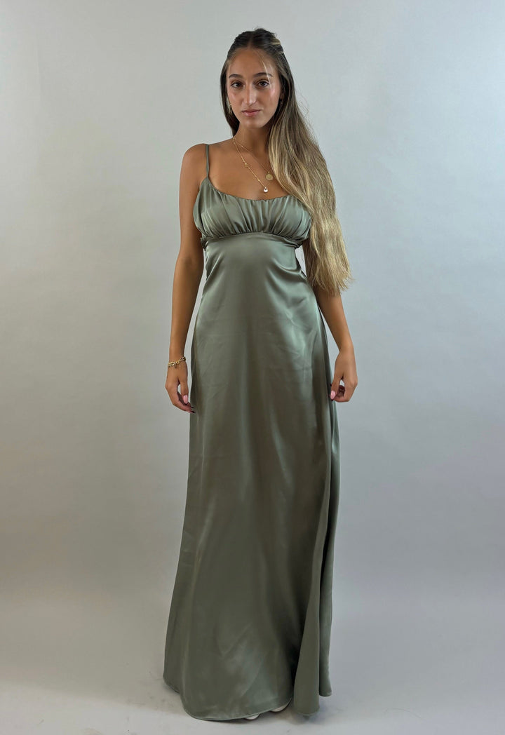 Shir - Green Satin Evening Dress  Evening dress - StudioSharonGuy