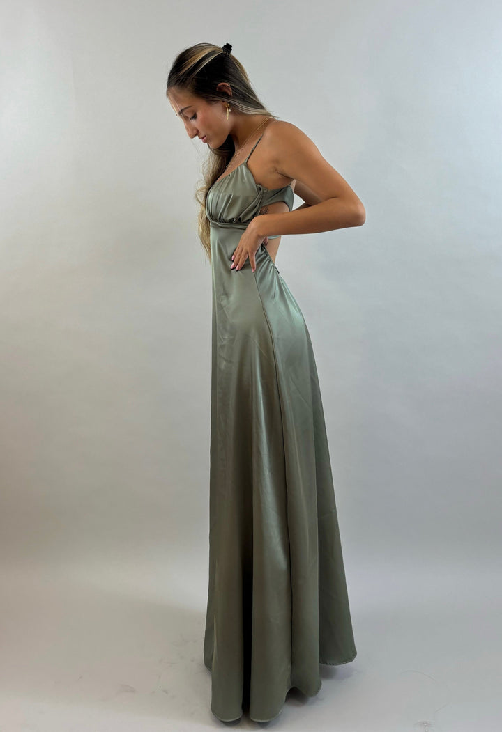 Shir - Green Satin Evening Dress  Evening dress - StudioSharonGuy