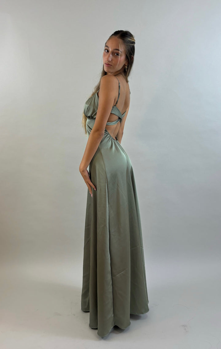 Shir - Green Satin Evening Dress  Evening dress - StudioSharonGuy