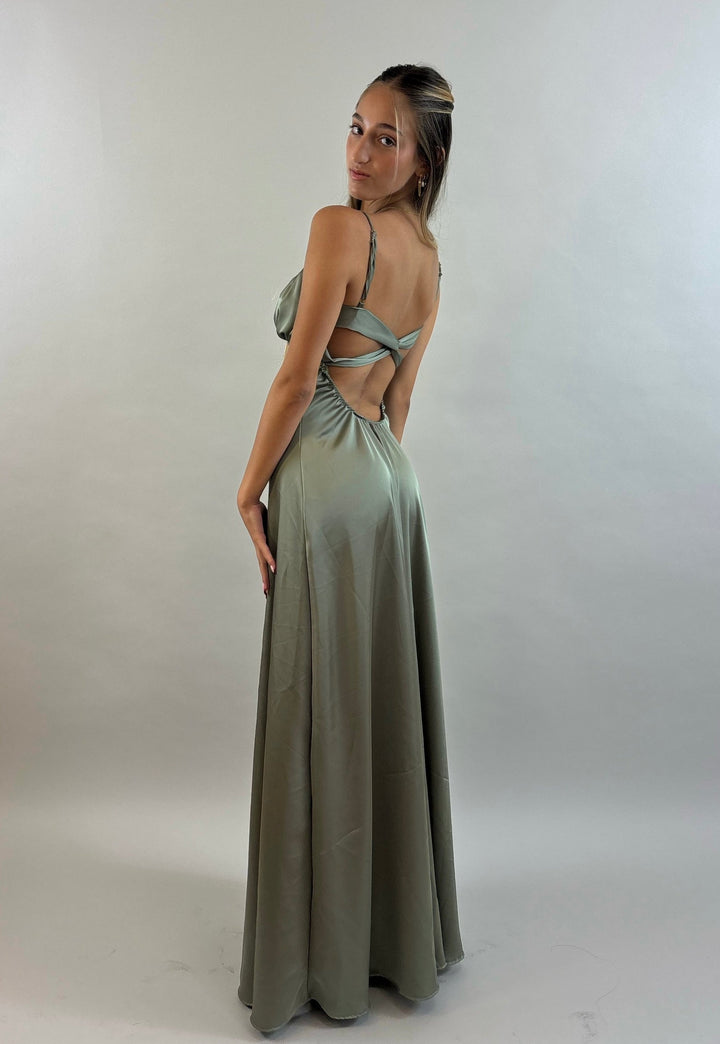 Shir - Green Satin Evening Dress  Evening dress - StudioSharonGuy