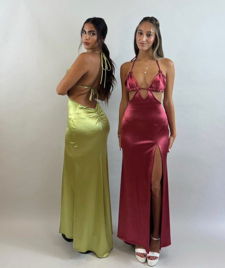 Red Low-Back Satin Evening Dress  Evening dress - StudioSharonGuy