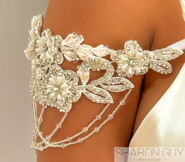 Handmade Lace and Crystal Bracelet Sleeves  Arm bracelet - StudioSharonGuy