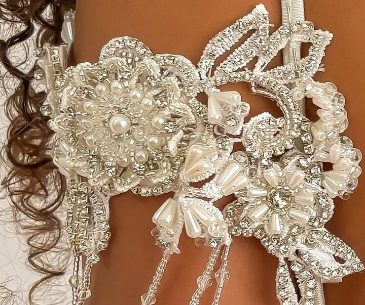Handmade Lace and Crystal Bracelet Sleeves  Arm bracelet - StudioSharonGuy