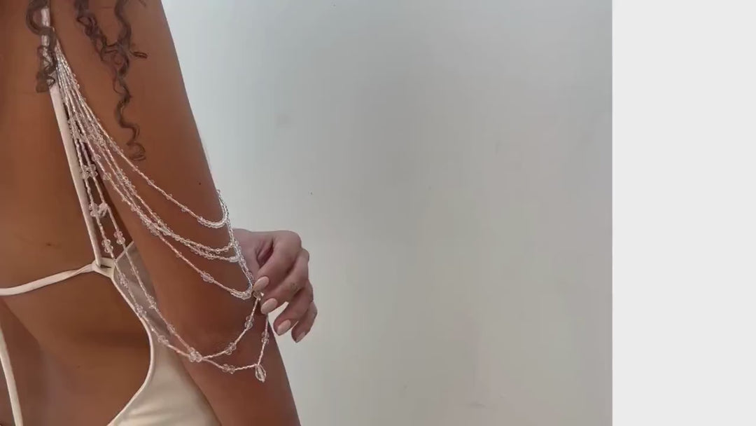 Luminous Cascade Bridal Chains Arm bracelet - StudioSharonGuy