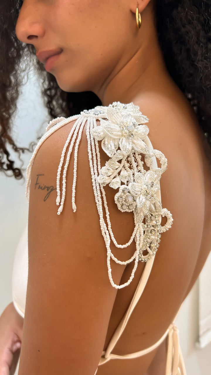 Pearl Cascade Dress Straps  Arm bracelet - StudioSharonGuy