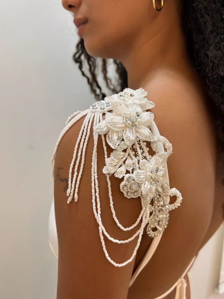 Pearl Cascade Dress Straps  Arm bracelet - StudioSharonGuy