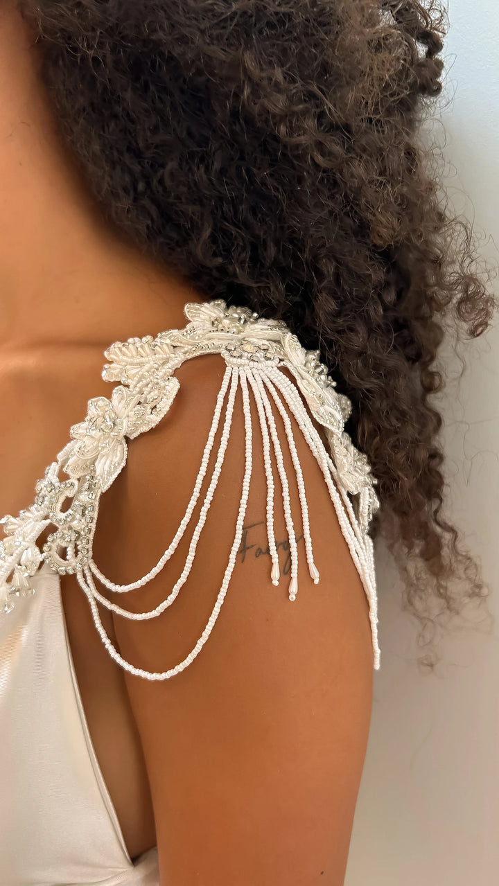 Pearl Cascade Dress Straps  Arm bracelet - StudioSharonGuy