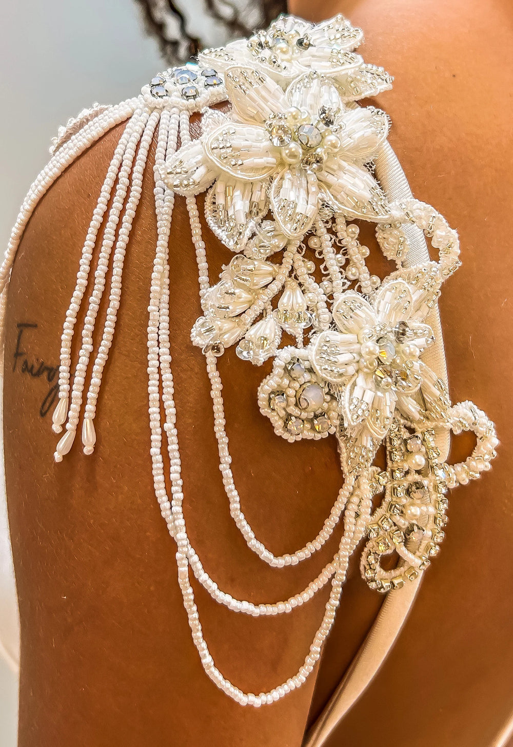 Pearl Cascade Dress Straps  Arm bracelet - StudioSharonGuy