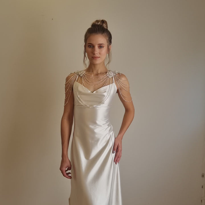 Wedding Shoulder Jewelry, Lace Bridal Epaulettes Sleeves, sleeve wedding dress - StudioSharonGuy