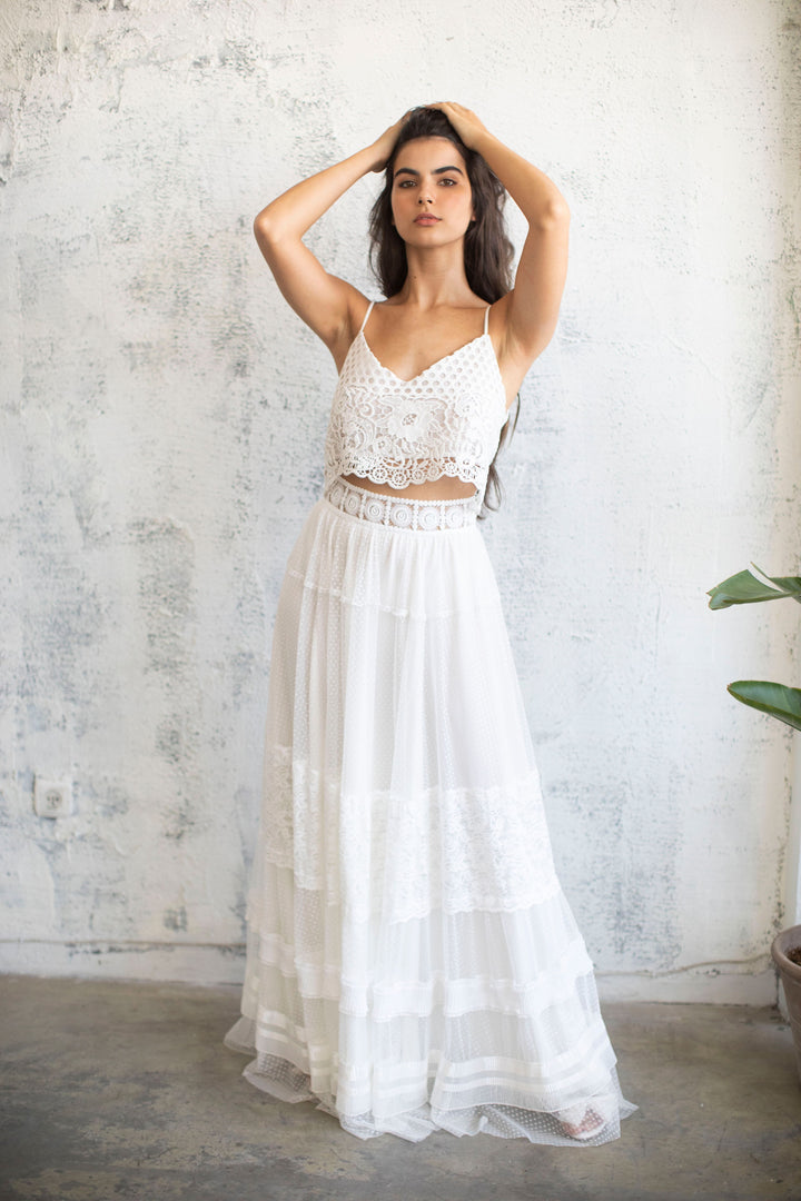 CHIFFON LACE MAXI SKIRT  Wedding Dress - StudioSharonGuy