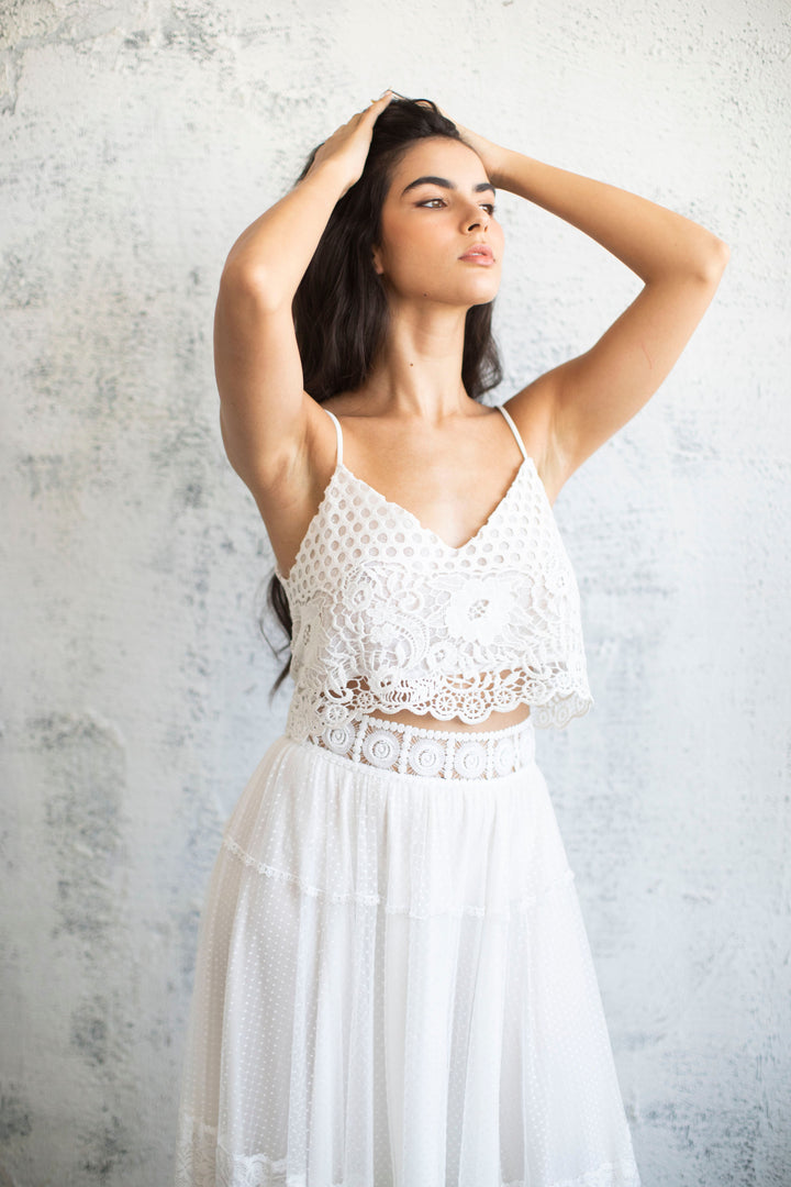 CHIFFON LACE MAXI SKIRT  Wedding Dress - StudioSharonGuy