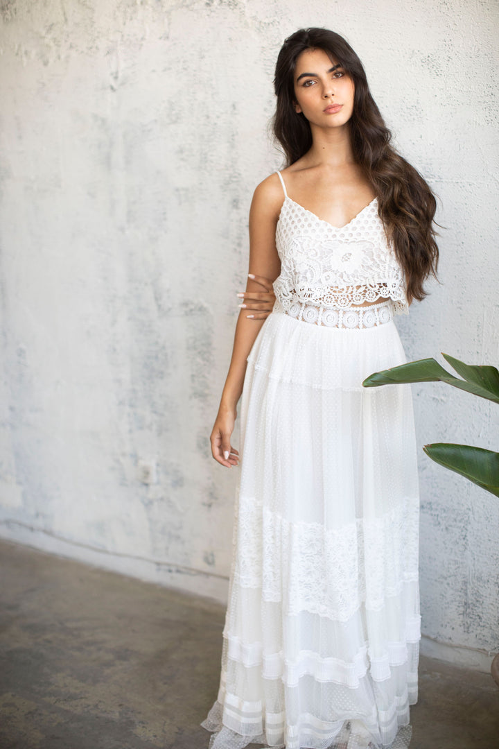 CHIFFON LACE MAXI SKIRT  Wedding Dress - StudioSharonGuy