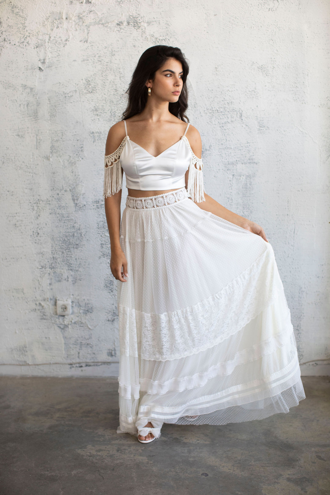 CHIFFON LACE MAXI SKIRT  Wedding Dress - StudioSharonGuy