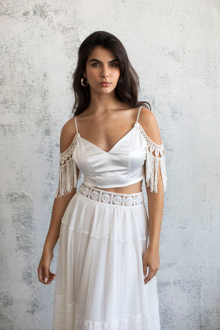 CHIFFON LACE MAXI SKIRT  Wedding Dress - StudioSharonGuy