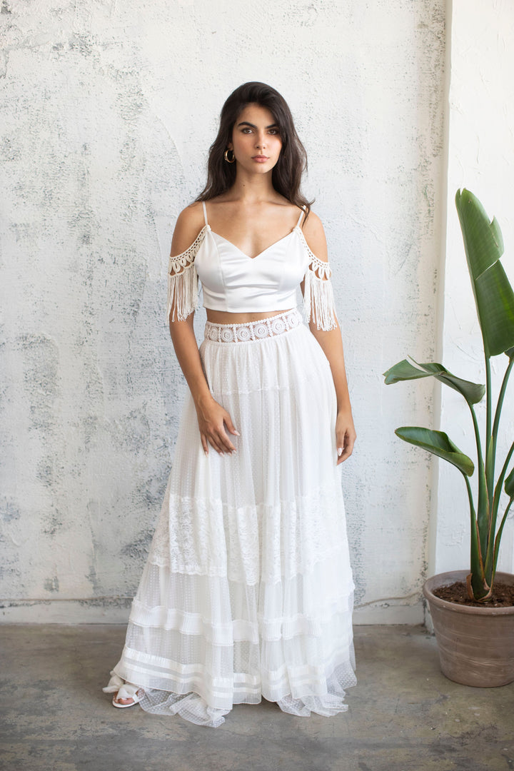 CHIFFON LACE MAXI SKIRT  Wedding Dress - StudioSharonGuy