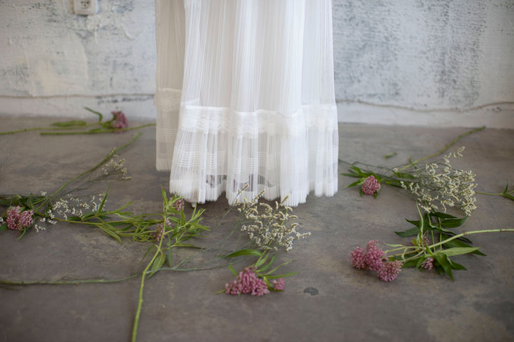 Pleated Chiffon Maxi Skirt  Wedding Dress - StudioSharonGuy