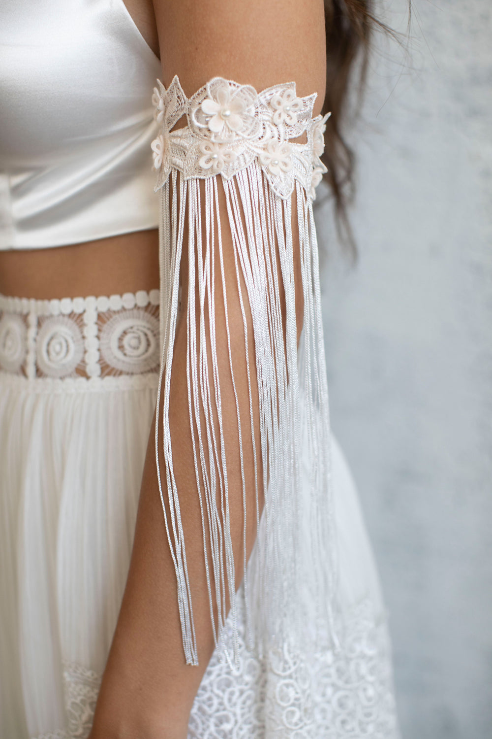 Lace & Tassels Detachable Sleeves.  Arm bracelet - StudioSharonGuy
