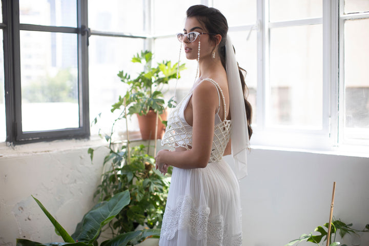 Pleated Chiffon Maxi Skirt  Wedding Dress - StudioSharonGuy