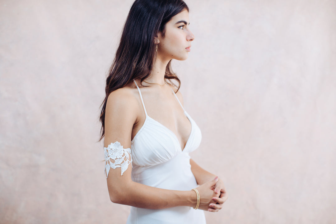 Floral & sequin lace arm bracelet  Arm bracelet - StudioSharonGuy